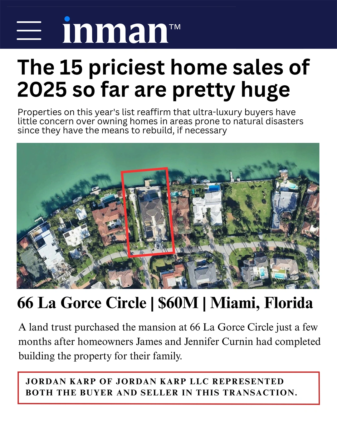 The 15 priciest home sales of 2025 so far are pretty huge