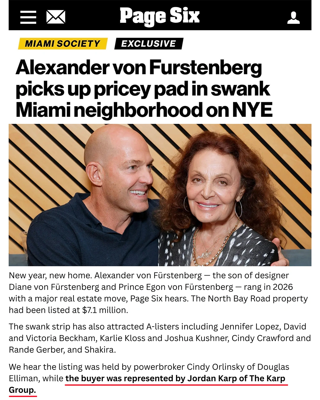 Alexander von Furstenberg picks up pricey pad in swank Miami neighborhood on NYE