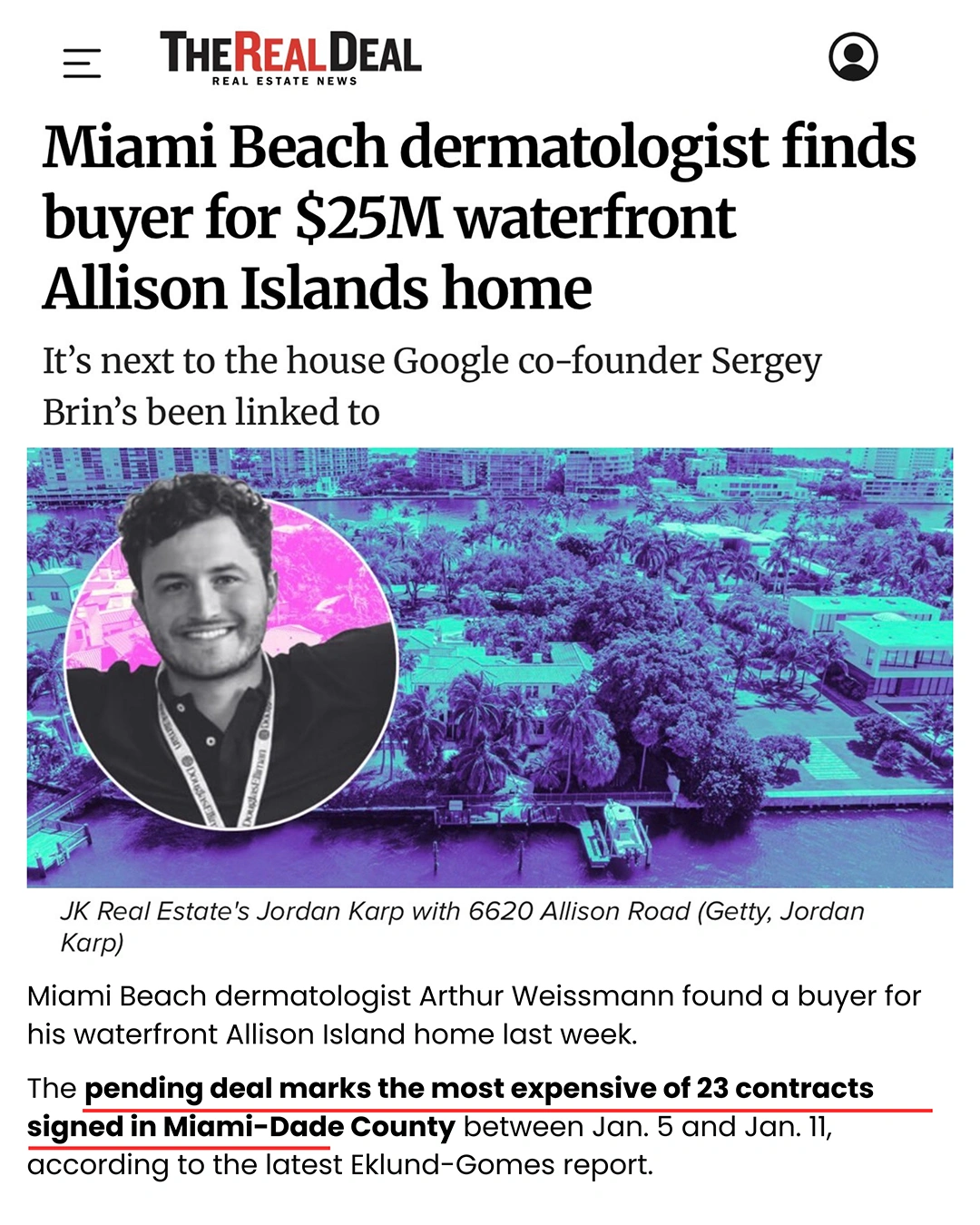 Miami Beach dermatologist finds buyer for $25M waterfront Allison Islands home