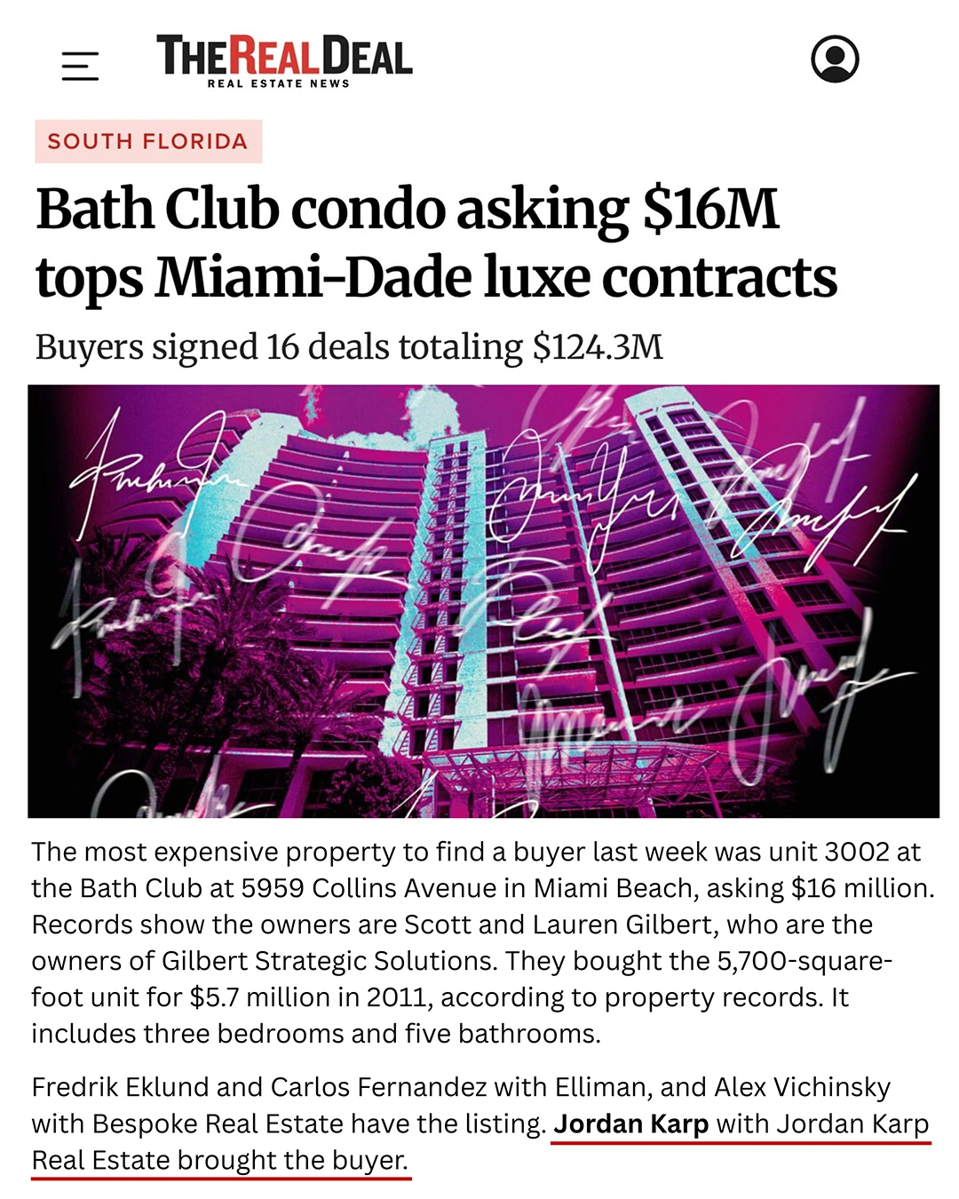 Bath Club condo asking $16M tops Miami-Dade luxe contracts